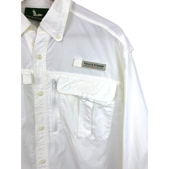 Field & Stream Men's Size Large Creme Long Sleeve Button Up Lined Utility Shirt - Picture 4 of 11